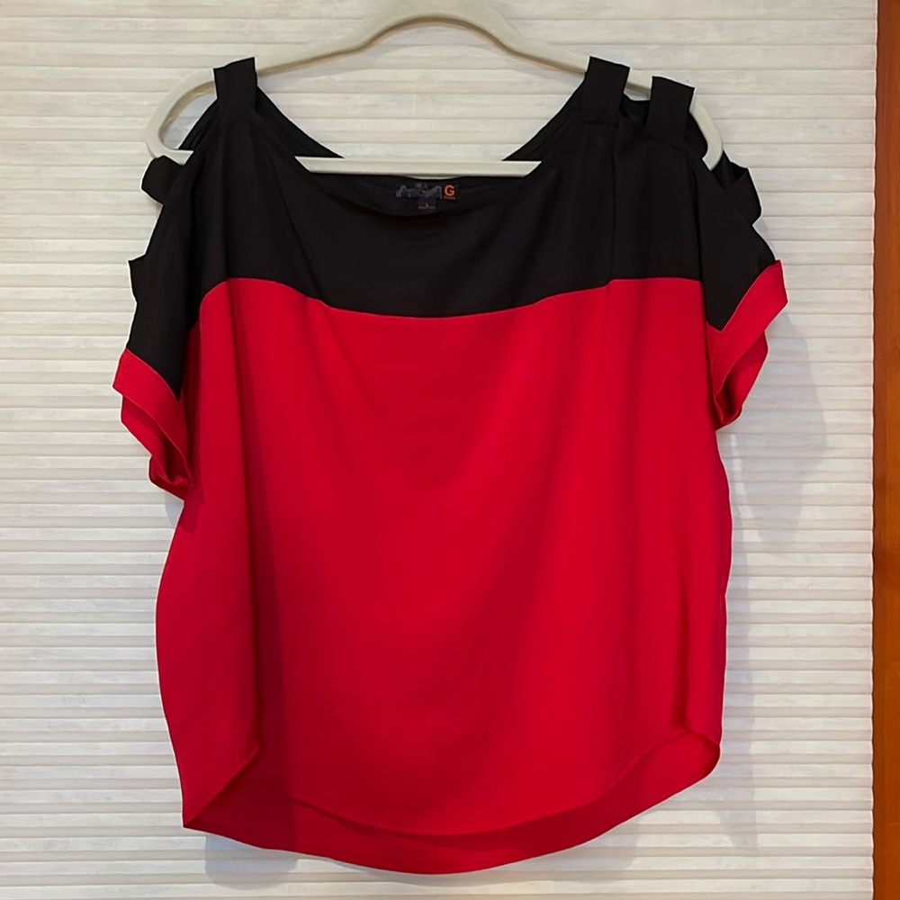 Guess red top size large P2P is 24 inches top has cut out shoulder like new